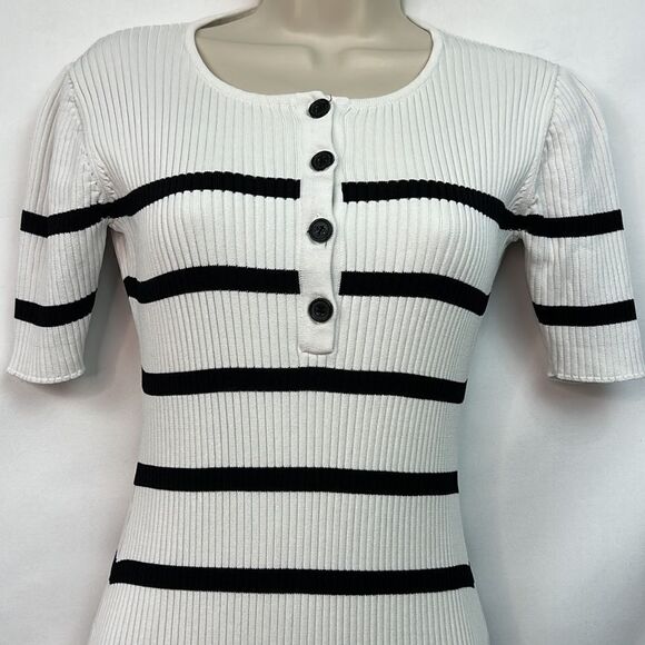Slate and Willow striped Henley sweater dress white and black size XS - Picture 2 of 10